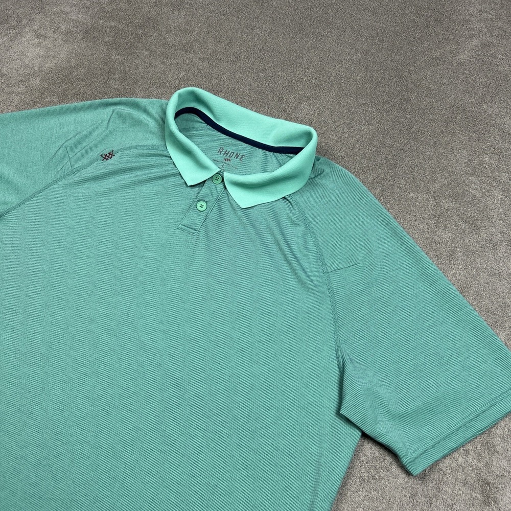 Rhone Delta Pique Polo Shirt Mens Large Green Short Sleeve Golf Performance